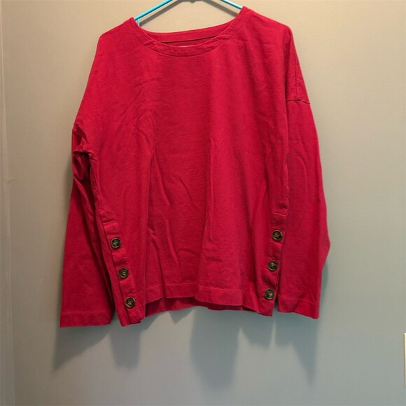 Talbots Tops - Talbots Tunic Top Womens XL Pink Pullover Crew Neck Long Sleeve Side